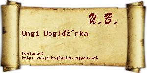 Ungi Boglárka névjegykártya
